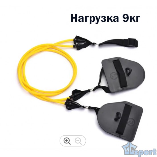 Эспандер тренажер пловца GCsport с лопатками 9 кг желтый