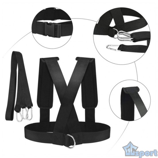 Жилет для тренировки тяги за собой (усиленный), с карабинами, GCsport