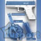 Водный пистолет электрический Glock синий с увеличенной обоймой