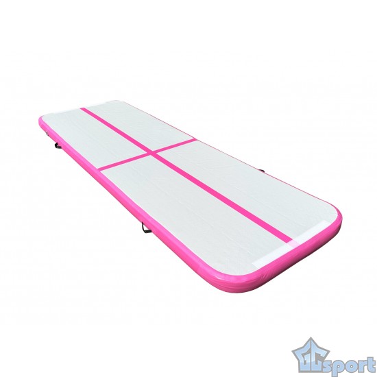 Надувная дорожка для акробатики, гимнастики и единоборств 3х1х0,1м, с насосом, розовая
