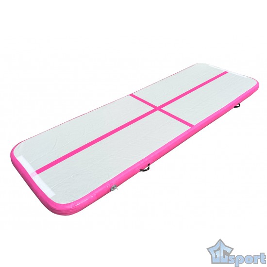 Надувная дорожка для акробатики, гимнастики и единоборств 3х1х0,1м, с насосом, розовая