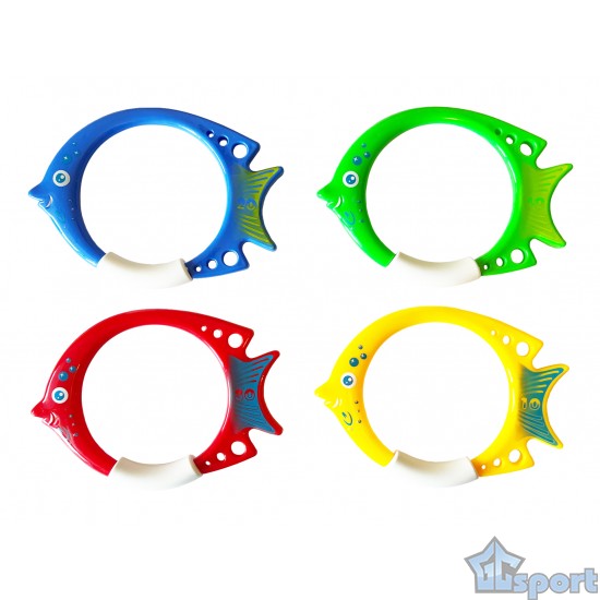 Тонущие (подводные) игрушки для бассейна Кольца-Рыбки Тип-2 (4шт), для ныряния и обучения плаванию
