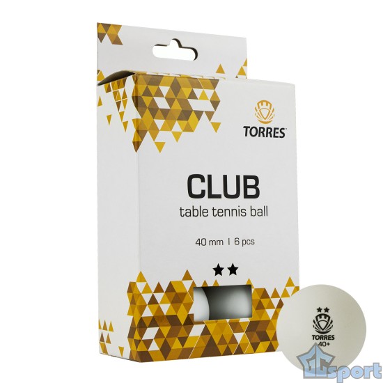 Мячики для настольного тенниса TORRES Club 2*, 6 шт, белые