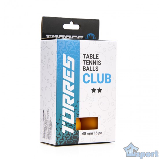 Мячики для настольного тенниса TORRES Club 2*, 6 шт, оранжевые