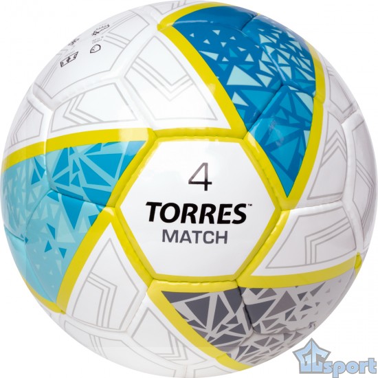 Мяч футбольный TORRES Match размер 4 матчевый для юниоров