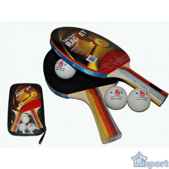 Набор для настольного тенниса стандарт (2 ракетки, 3 шарика, чехол)