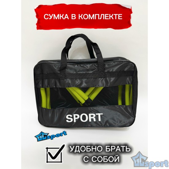 Комплект тренировочных барьеров для футбола (набор из 5 штук в сумке), 15-30см (зеленый Neon)