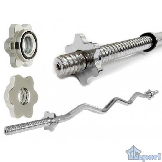 Гриф для штанги EZ-образный хромированный 1200 мм (d 25мм) с гайками