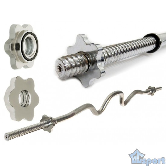 Гриф для штанги хромированный W-образный 1200 мм (d 25мм) с гайками