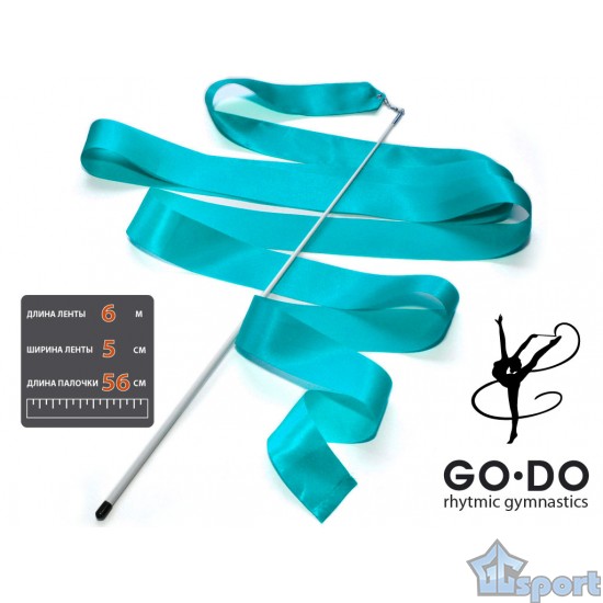 Лента для художественной гимнастики Go Do с палочкой, голубая