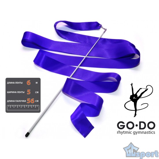 Лента для художественной гимнастики Go Do с палочкой, синяя