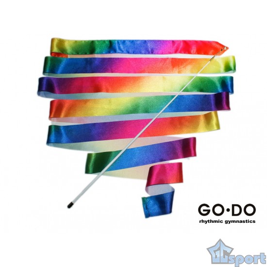 Лента для художественной гимнастики Go Do с палочкой, мультиколор