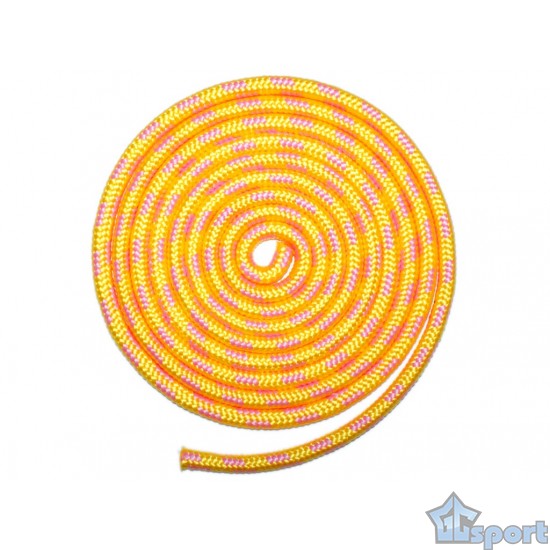 Скакалка для художественной гимнастики GCsport (длина 3м), жёлто-розовая