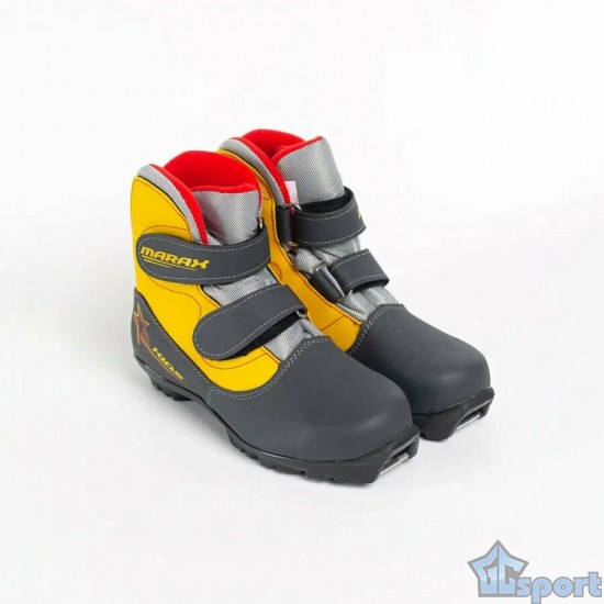 Детские лыжные ботинки MARAX MXS KIDS SNS серо-желтые сине-серебряные серые