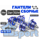 Гантели сборные 2 шт по 12,5 кг голубые с резиновыми дисками