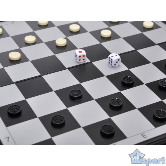 Магнитная настольная игра 3 в 1 шахматы шашки нарды 33 × 33 см