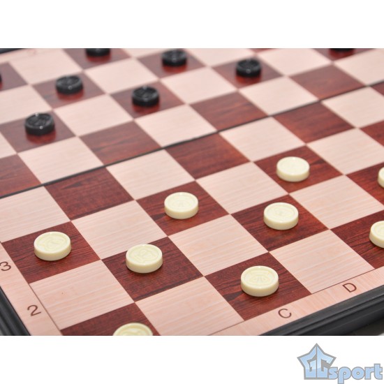 Магнитная настольная игра 2 в 1 шахматы и шашки 27 × 27 см