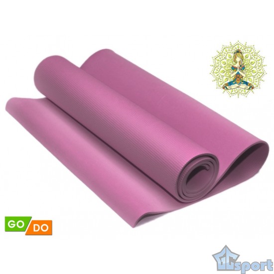 Розовый коврик для фитнеса и гимнастики GO DO 173 × 61 см, толщина 6 мм