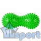Массажер двойной мячик с шипами (зеленый) GCsport (ПВХ) 15х7см
