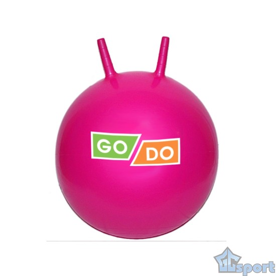 Мяч - прыгун 55 см с рожками (хоп) GoDo малиновый