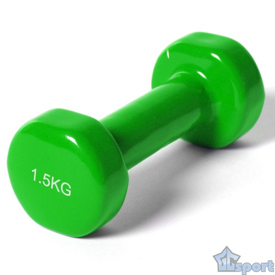 Гантель виниловая 1.5 кг GCsport (зеленая) (1 шт)