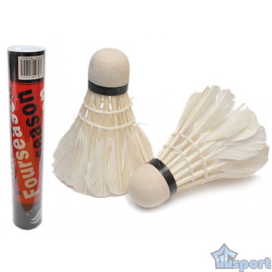 Волан перьевой белый с синтетической головкой. В тубе 12 шт.