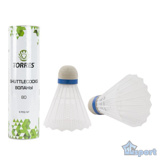 Воланы для бадминтона Torres 80 пластик (любительские) 6шт