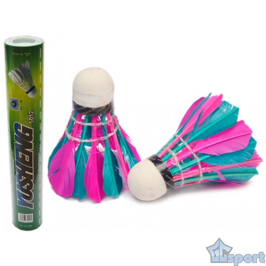 Воланчики для бадминтона перьевые цветные GCsport (12 шт)