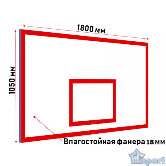 Щит баскетбольный игровой 1800х1050мм (фанера 18мм) с основанием, GCsport