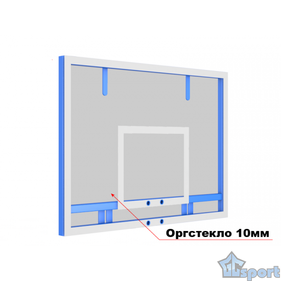 Тренировочный баскетбольный щит 1200×900 мм из оргстекла 10 мм с основанием GCsport