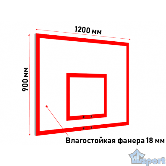 Щит баскетбольный тренировочный 1200х900мм (фанера 18мм) с основанием, GCsport
