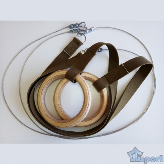 Кольца гимнастические с тросом 4м (1м стропа+3м трос) взрослые GCsport