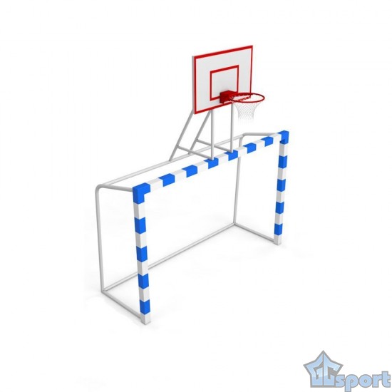 Ворота мини-футбольные, размер 3х2 м. на стаканах. с фанерным баскетбольным щитом (1 пара) GCsport