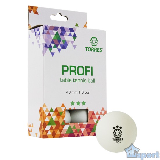 Мячики для настольного тенниса TORRES Profi 3*, 6 шт, белые