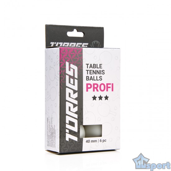 Мячики для настольного тенниса TORRES Profi 3* 6 шт. белые