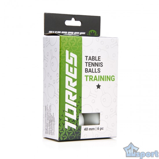 Мячики для настольного тенниса TORRES Training 1*, 6 шт, белые