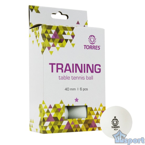 Мячики для настольного тенниса TORRES Training 1*, 6 шт, белые