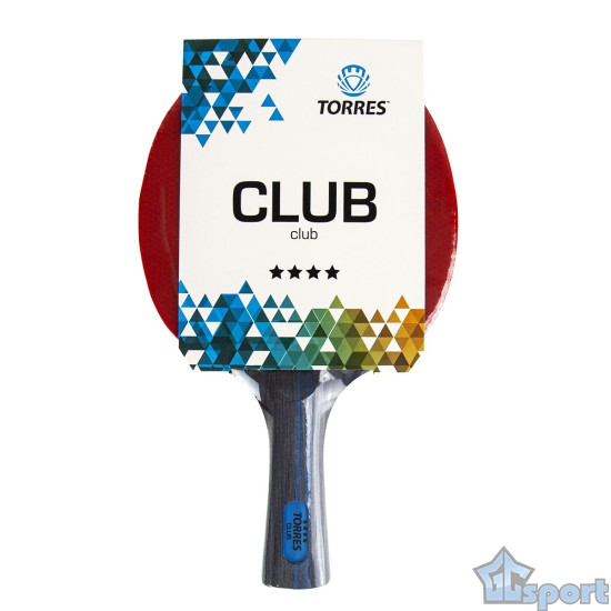 Ракетка для настольного тенниса TORRES Club 4*, арт.TT21008, для тренировок, накладка 2,0 мм