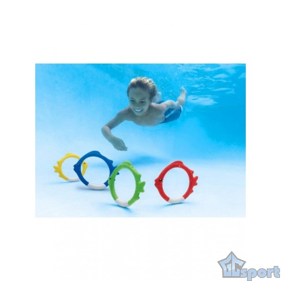 Тонущие (подводные) игрушки для бассейна Кольца-Рыбки (4шт), для ныряния и обучения плаванию