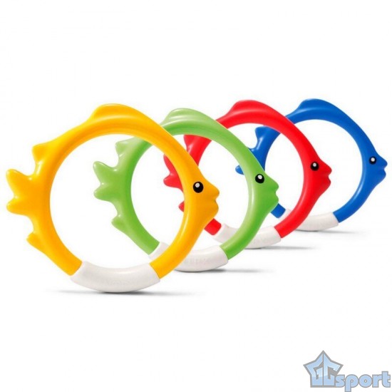 Тонущие (подводные) игрушки для бассейна Кольца-Рыбки (4шт), для ныряния и обучения плаванию