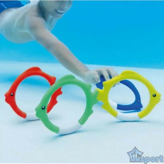 Тонущие (подводные) игрушки для бассейна Кольца-Рыбки (4шт), для ныряния и обучения плаванию