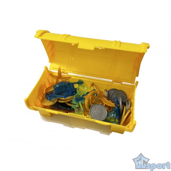 Тонущие (подводные) игрушки для бассейна Сундук с сокровищами (40 предметов), для ныряния и обучения плаванию, желтый