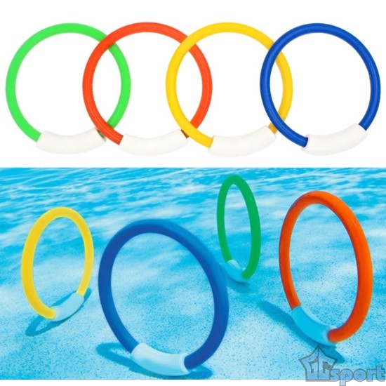 Тонущие (подводные) игрушки для бассейна Кольца (4шт), для ныряния и обучения плаванию