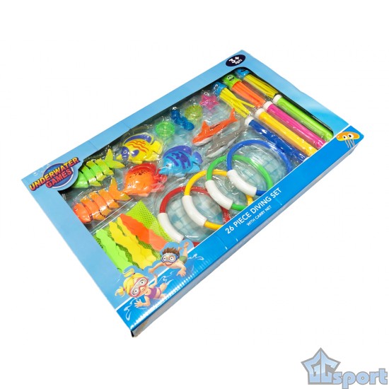 Набор тонущих игрушек для бассейна и обучения плаванию в подарочной упаковке (26 предметов)