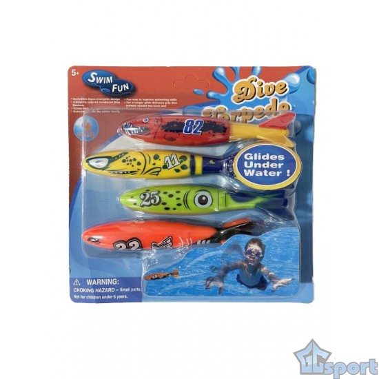 Тонущие (подводные) игрушки для бассейна Рыбки Торпеды (4шт), для ныряния и обучения плаванию