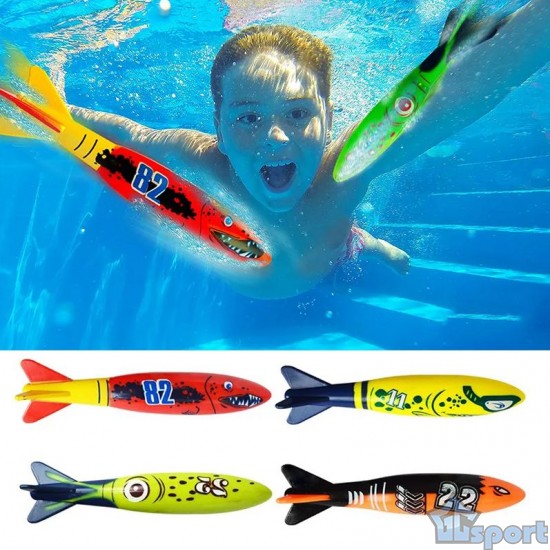 Тонущие (подводные) игрушки для бассейна Рыбки Торпеды (4шт), для ныряния и обучения плаванию