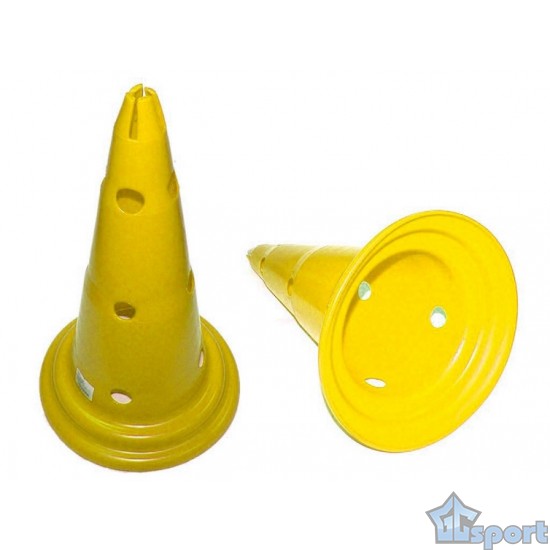 Конусы для разметки 50см с отверстиями (2шт) для футбола, роликов и эстафет GCsport, желтые
