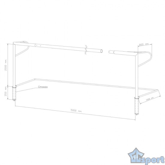 Ворота футбольные 5х2 м тип 2, сертификат ГОСТ, на стаканах (76мм) пара, GCsport