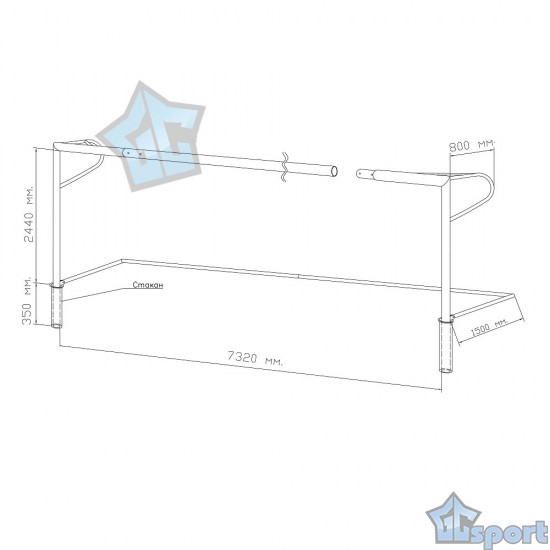 Ворота футбольные ГОСТ 7,32х2,44м тип 2 стальные д-89мм (пара) GCsport
