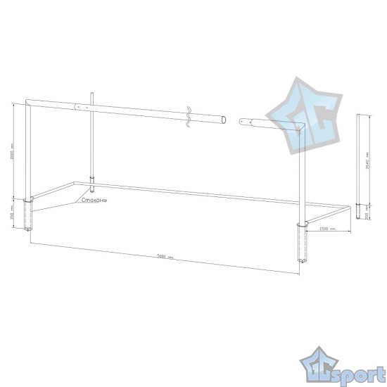 Ворота футбольные ГОСТ 7,32х2,44м тип 1 стальные д-89мм (пара) GCsport